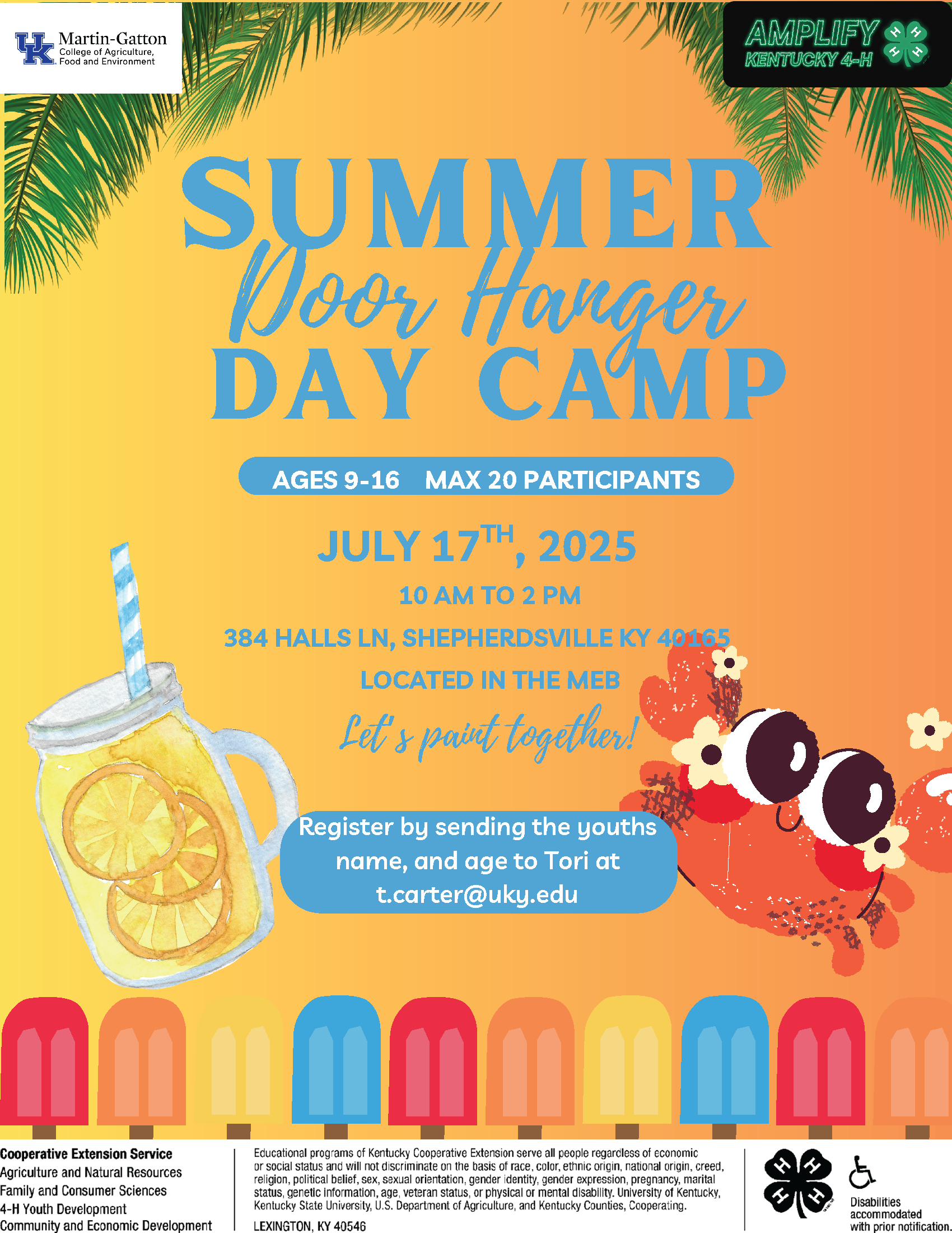 Summer door hanger day camp flyer